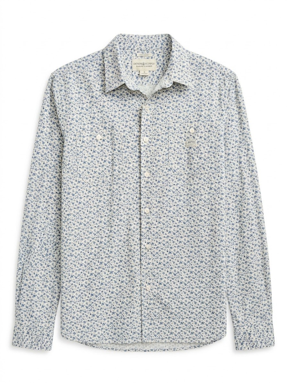 Denim & Supply Ralph Lauren Blue and White Floral Button-Down Shirt
